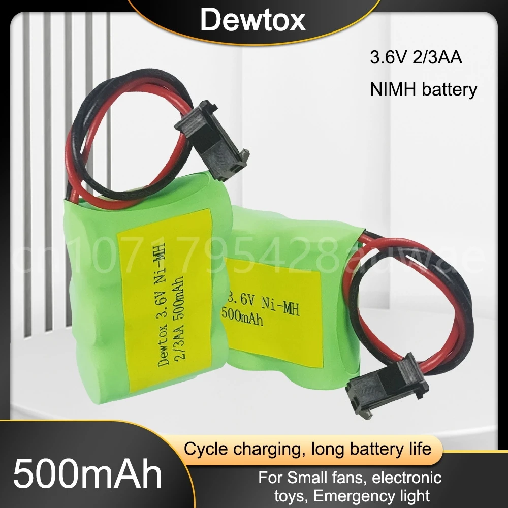 3.6V 2/3AA 500mah 2/3AA Ni-Mh Rechargeable Nickel-metal Hydride Battery Pack for Toy Emergency Lights