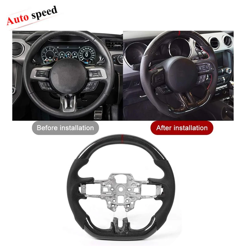 Real Carbon Fiber Steering Wheel for  F ord Mustang 18-23 view 5