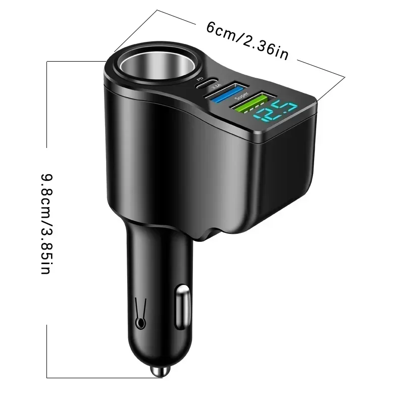 66W 4 Ports Car Charger Fast Charging USB Type C Car Lighter PD QC3.0 Car Phone Charger For iPhone Samsung Huawei Xiaomi - view 6