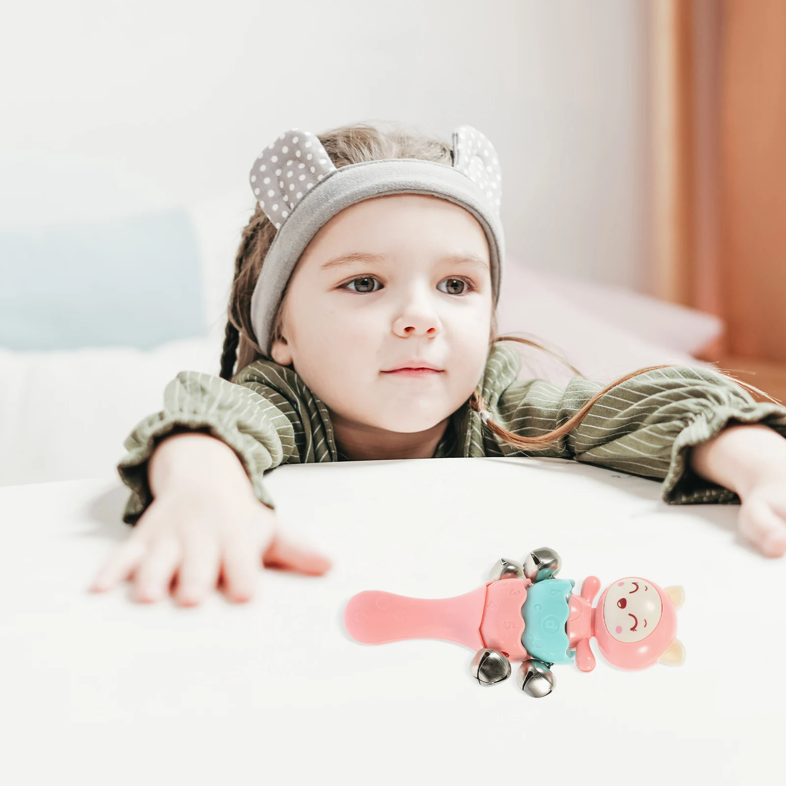 Chocalho de mão dos desenhos animados sino de música portátil educacional bebê handbell estimular coordenação para crianças chocalho dos desenhos animados