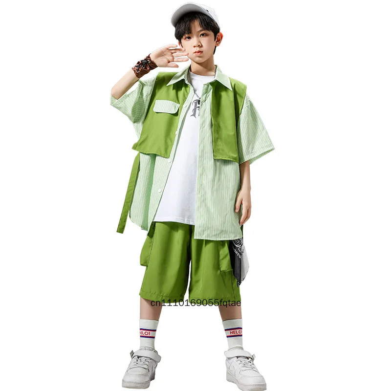Kids Hip Hop Streetwear Suit Boys Ripped Vest Tops Pants Set Children Cool Jazz Dance Performance Outfits For Drum Stage Show