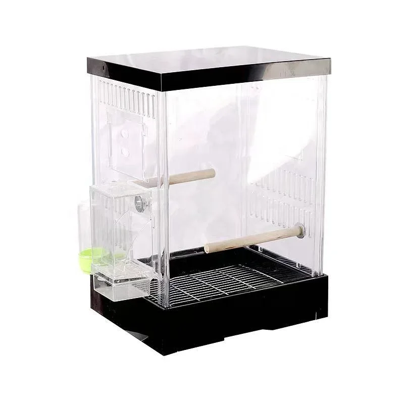 High Quality Custom Parrot Cages Bird Feeder Pet House Clear Square Acrylic Large Bird Cage