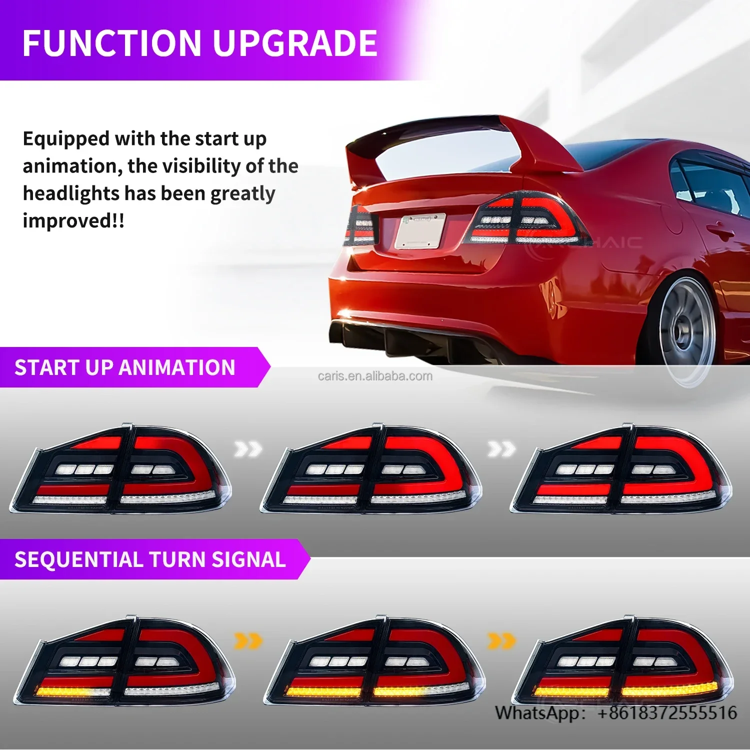

X Archaic Car Lamp Tail Light For 8th Gen Taillights FD1 FD2 Type-R Full Led Rear Lamp 2005-2012 Car Lights