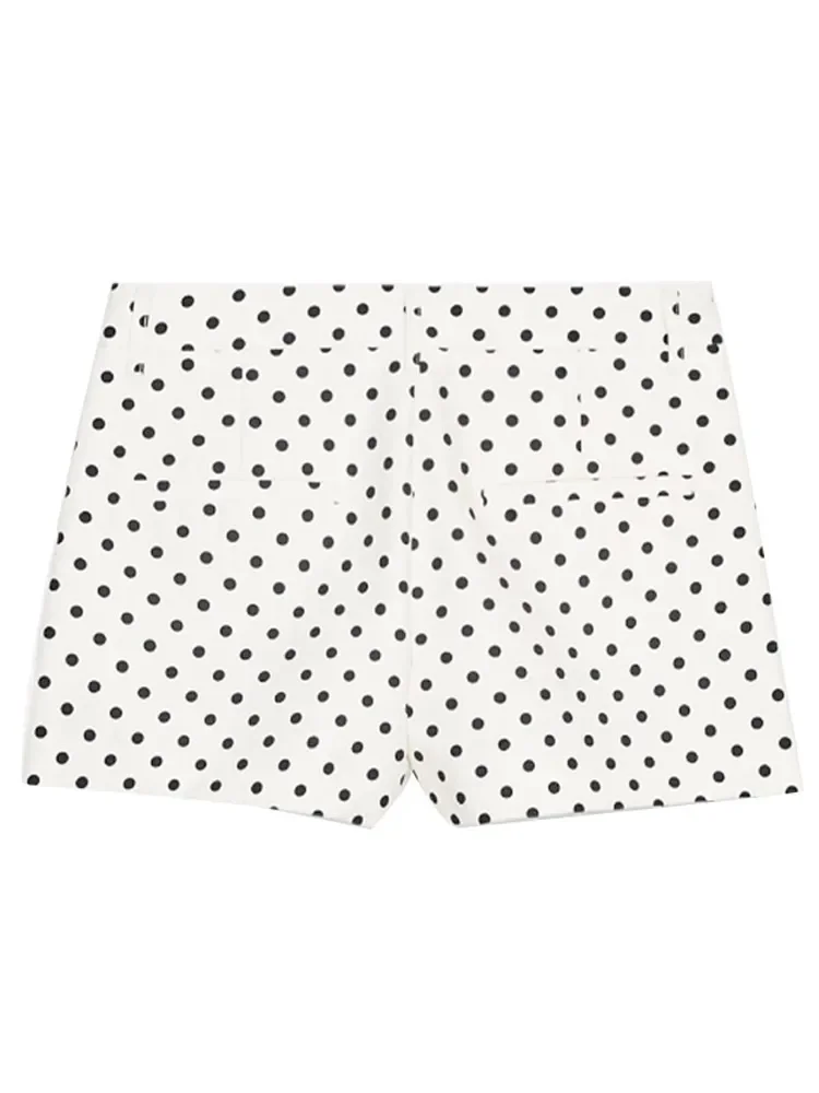 Polka Dot Women's Coat Shorts Set White Standup Collar Long Sleeve Coat Pant Suit Female Streetwear Lady 2025 Autumn Fashion