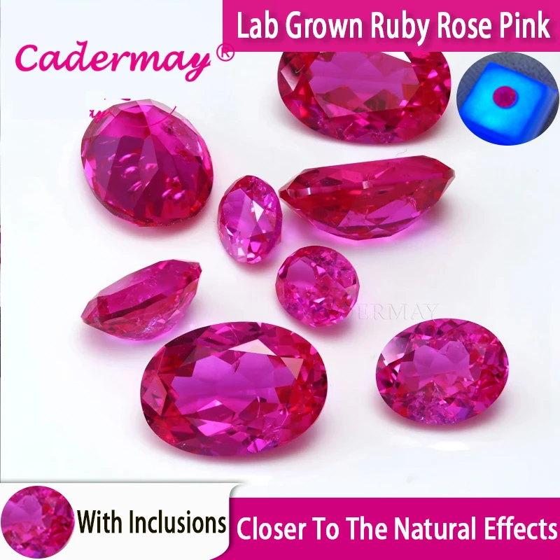 CADERMAY Oval Shape Rose Pink Lab Grown Ruby Loose Stones With Inclusions With AGL Certificate For Customized Fine Jewelry
