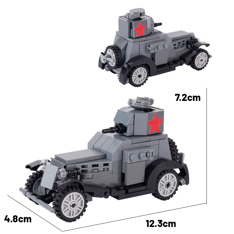 Italian Armored Car Carriers Rocket Guns Tanks Building Blocks WW1 WW2 Miliatry Vehicle Weapons Artillery Toys MOC Bricks Kids