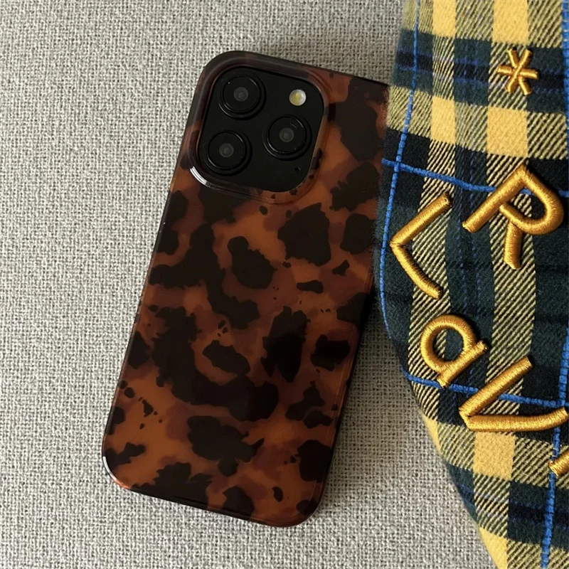 Black Brown Leopard Shockproof Phone Case for IPhone 17 11 12 13 14 15 16 Pro Max XR XS X 7 8 Plus SE2 16e Vortex Pattern  Cover