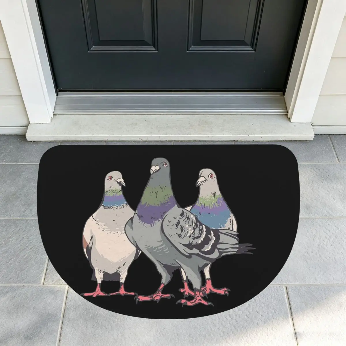 Pigeons, Pigeon Breeding, Pigeon Fanciers Flannel Half Round Doormat Non Slip Bathroom Mat Absorbent Floor Carpet for Garage