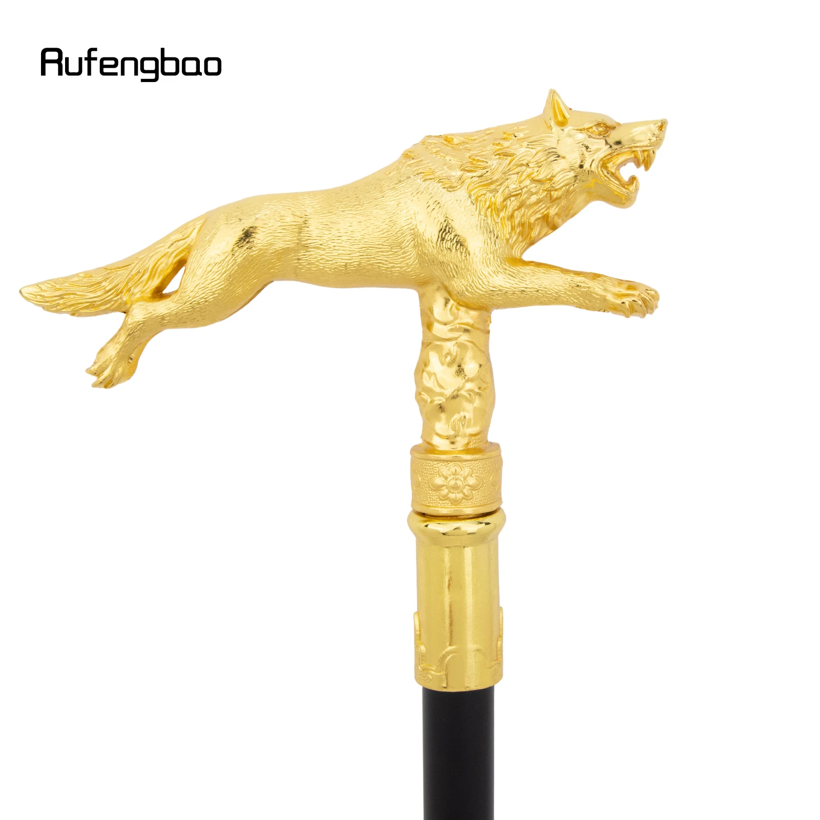 Bengala Decorativa Golden Wolf para Caminhada e Corrida, Elegante para Cavalheiros, Cosplay, com Punho, 91cm