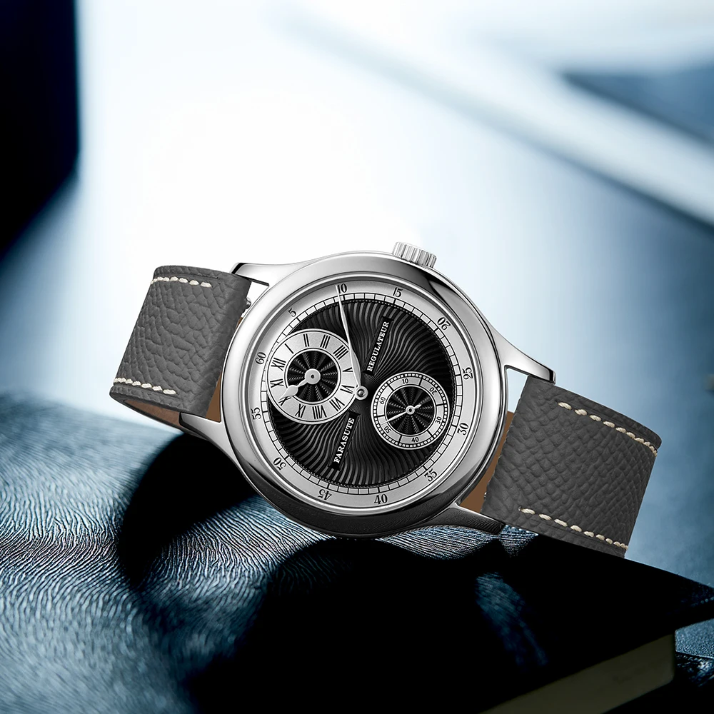 FARASUTE マニュアル機械式メンズ腕時計カモメムーブメント Sappnt サファイアクリスタルビジネス防水レギュレーター男性腕時計リロイ