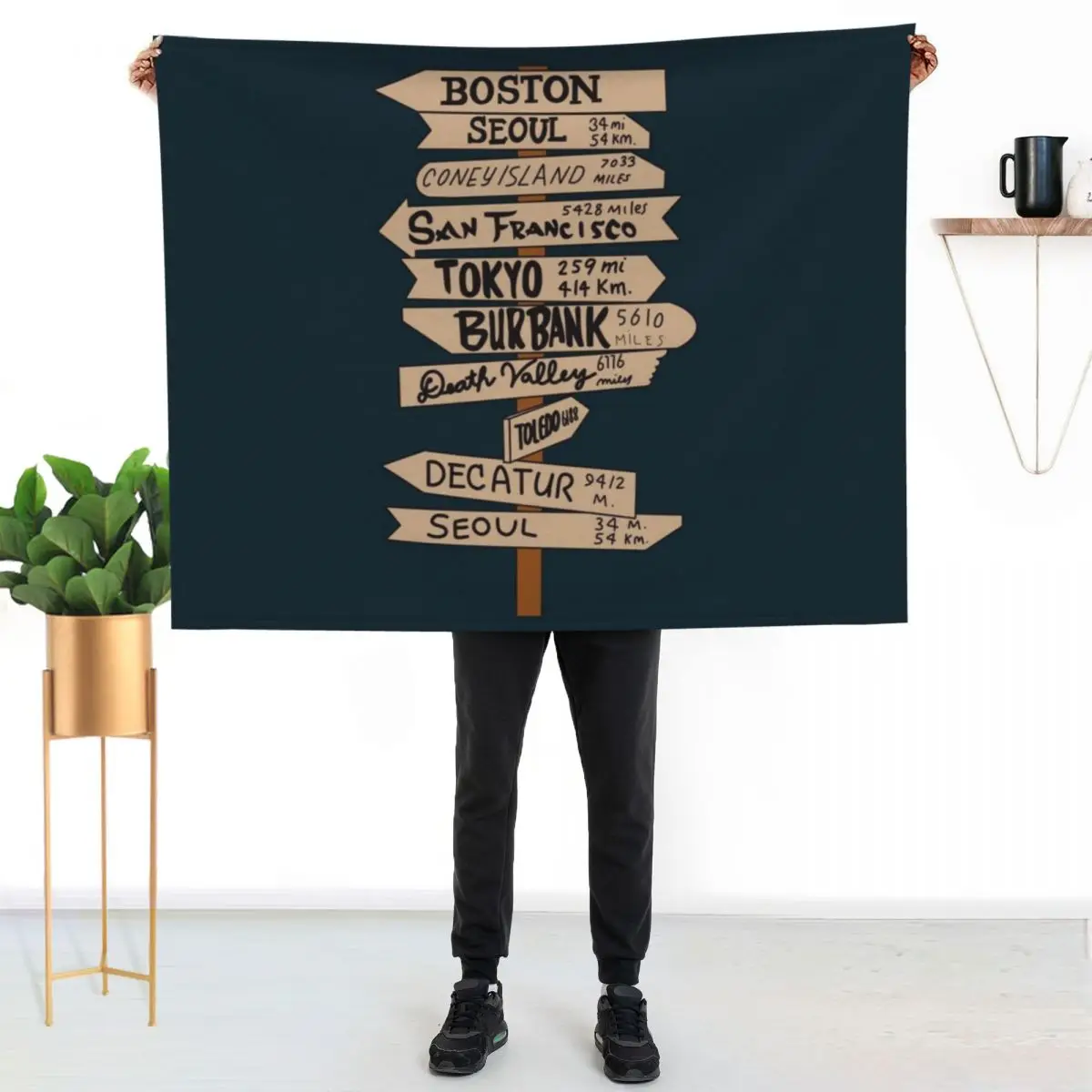 

Mash Location Signpost25 Throw Blanket Soft Bedroom Blanket for Night Sleeping