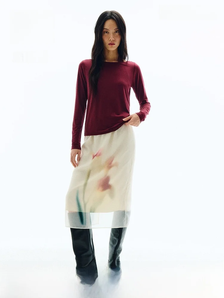 

Женская футболка H&M с длинным рукавом, лето 2026, модный многослойный топ с одним открытым плечом, стильный, простой крой, стандартная посадка