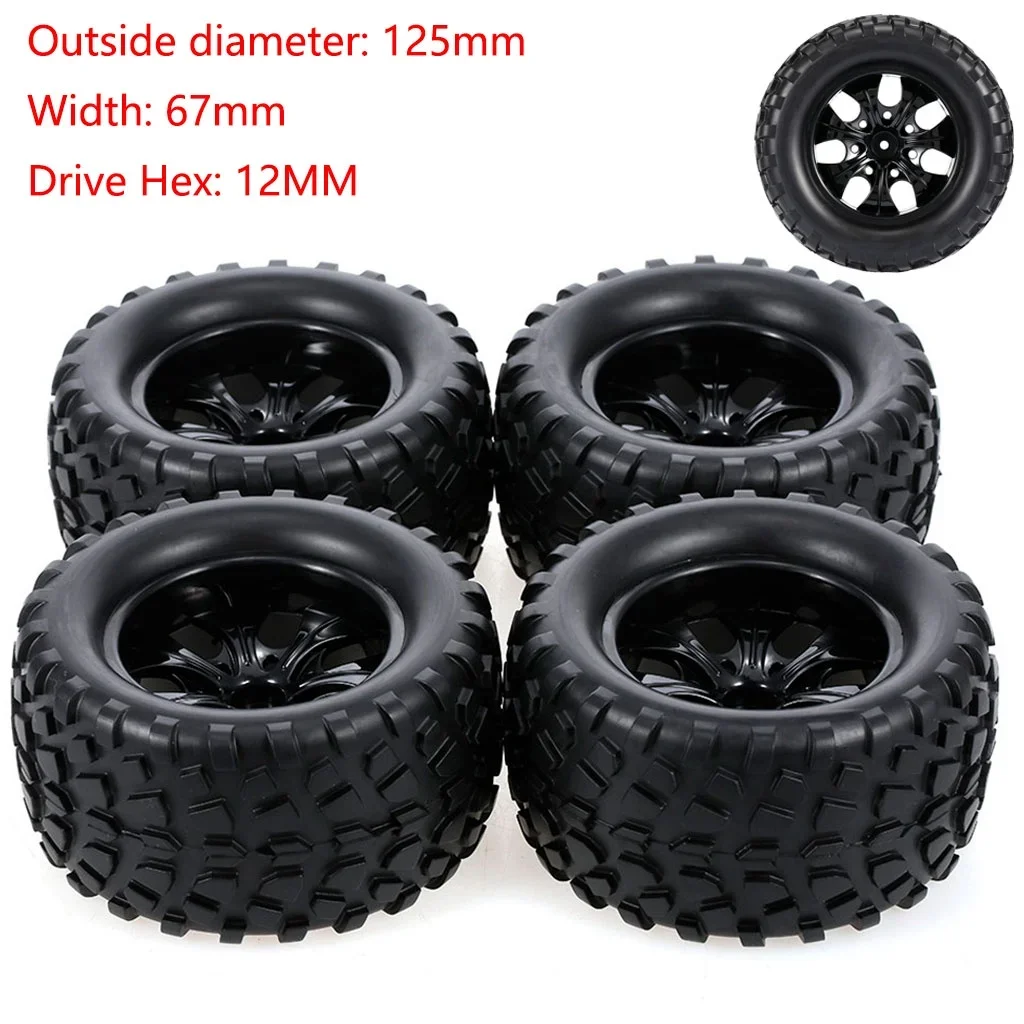 

1/10 4PCS Tyre Wheel 120mm 125mm Monster Truck Tires Wheels Buggy for RC Car Crawler Traxxas Scx10 REDCAT HPI HSP