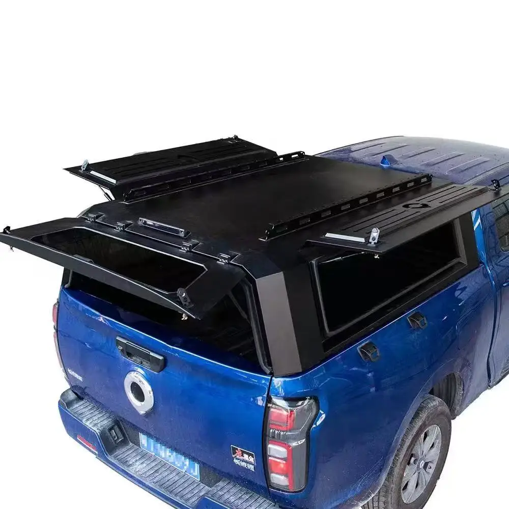 Premium Aluminum Alloy Folding Hardtop Canopy for Nissan Frontier Silverado Ranger-Waterproof Camper Shell Tailgate Lock Manual