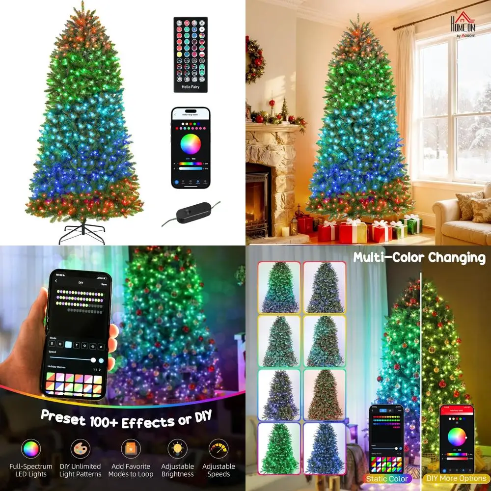 شجرة عيد الميلاد الذكية بطول 9 أقدام مع مصابيح LED قابلة للتعتيم RGB والتطبيق وجهاز التحكم عن بعد، وإضاءة كاملة الطيف، وتصميم مفصلي واسع #1