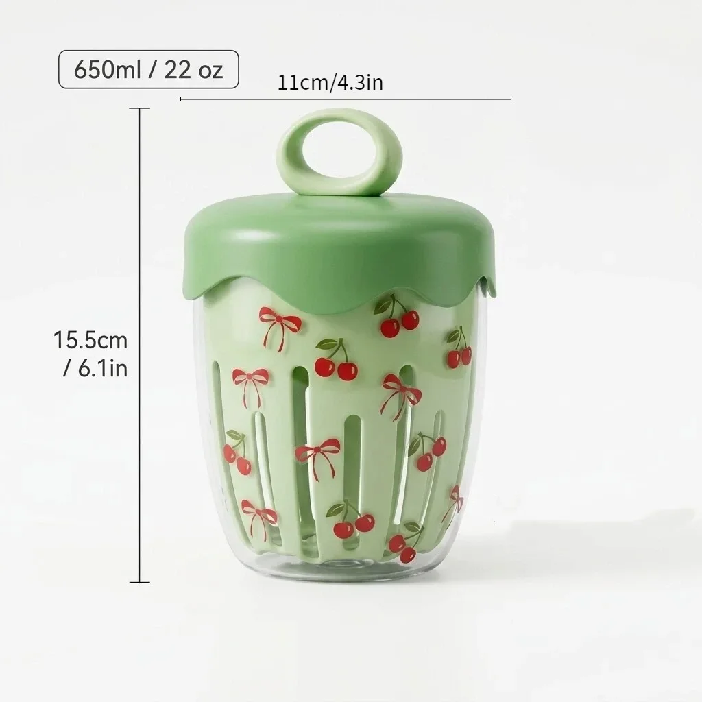 Draagbare plastic containers voor overnight oats met deksel, yoghurt- en saladebekers voor kinderen, schoolvoedsel, opbergcontainer met zeef en vork