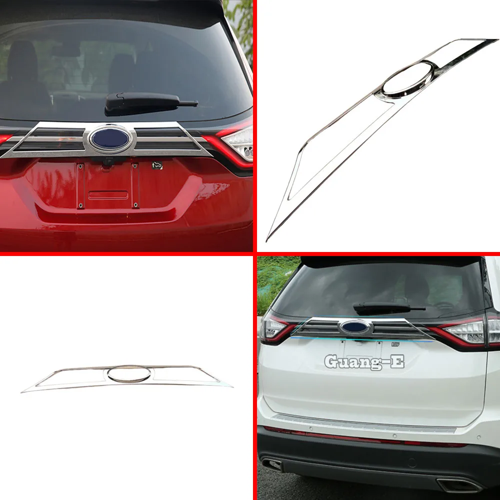 

Car Styling ABS Chrome Sticker Rear Trunk License Plate Door Bottom Tailgate Frame Plate Trim For Ford EDGE 2015 2016 2017 2018