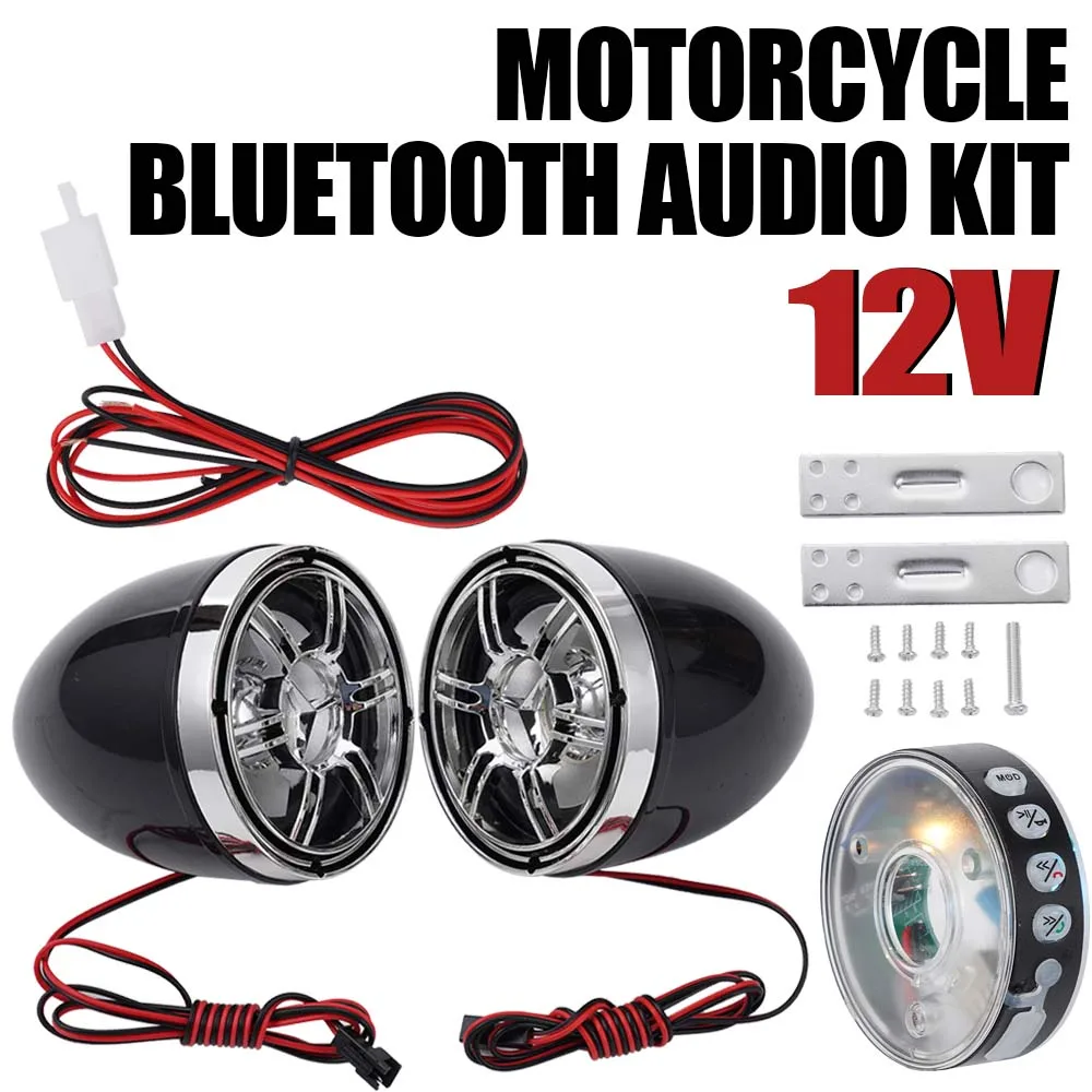 12V Motorcycle Audio System Universal Model Dual Speakers APP Control Waterproof Anti-Theft Compatible Bluetooth Receive Calls