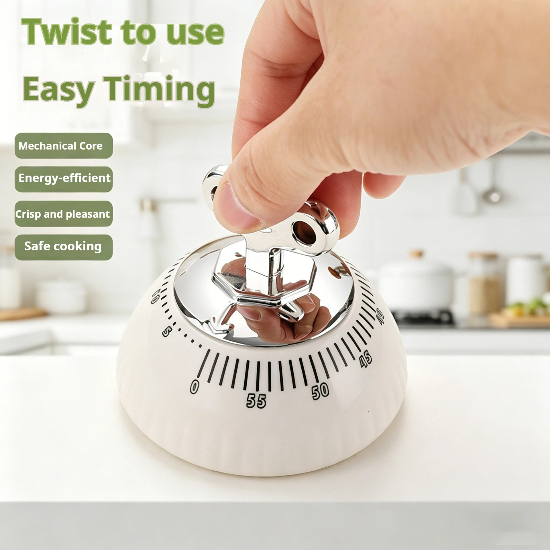 Mechanical Kitchen Timer - Battery-Free Magnetic Countdown Alarm, Just Twist to Start Timing. Loud Volume, Extra Loud Sound.