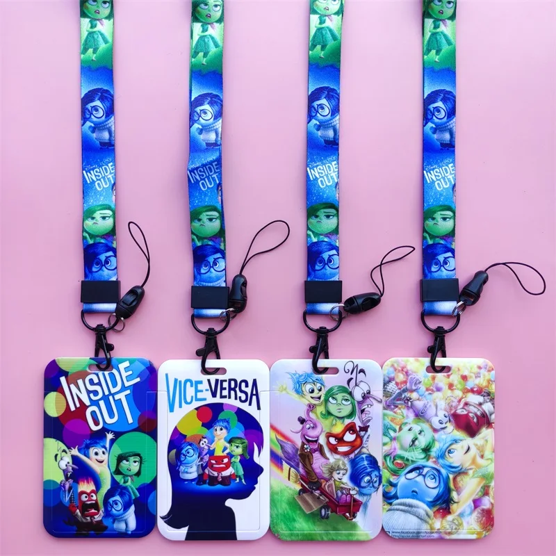 Disney Inside Out ID Card Holder Lanyards Women Business Neck Strap Credit Card Case Girls Badge Holder Retractable Clip