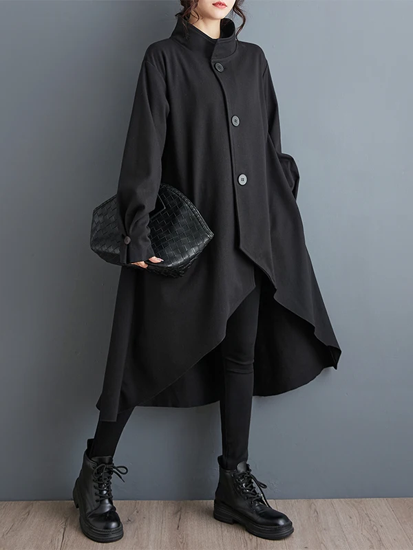 Casual Sle Damen Langer Mantel Herbst Winter Woolen Jaet Loose Fit Mittellange Koreanische Version Faionable Oberbekleidung