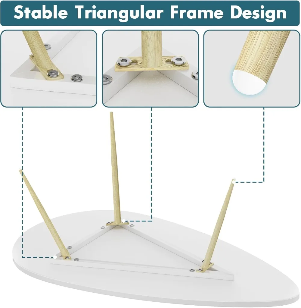 Mesa de centro ovalada Simple para sala de estar y oficina, mesa de centro moderna, mesas blancas para espacio pequeño, montaje fácil