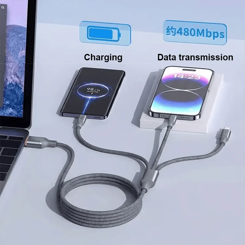 Schnellladekabel USB Typ C Lade- und Datenkabel 3-in-1 Ladekabel für Xiaomi Huawei Samsung OPPO Ladegerät für Mobiltelefon und Tablet – Detail 6