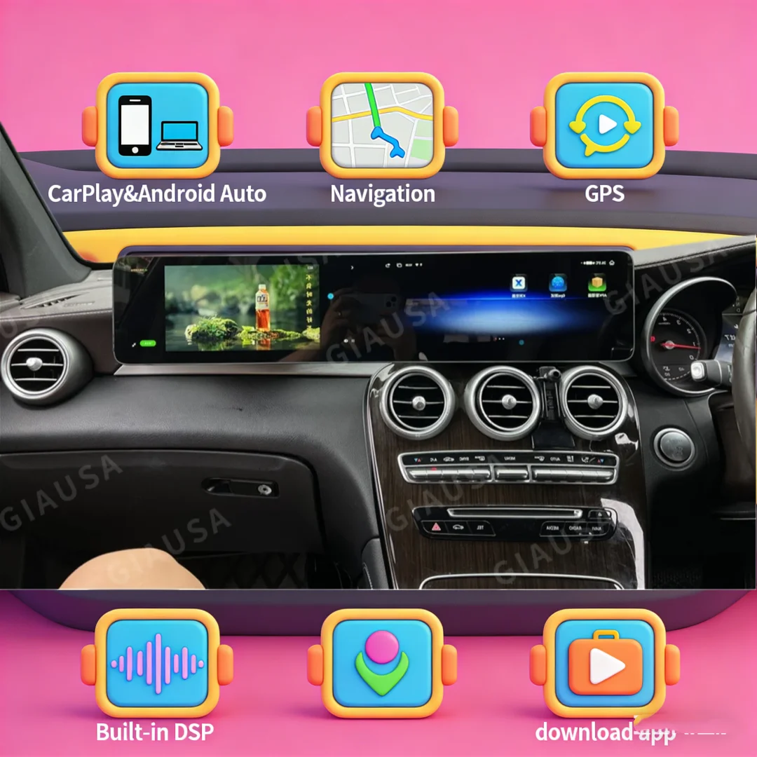 Dual Screen For Mercedes Benz GLA CLA A B C CLASS W176 X117 2013-2015 GPS 4G Car Play Car Multimedia Video Player Screen Radion
