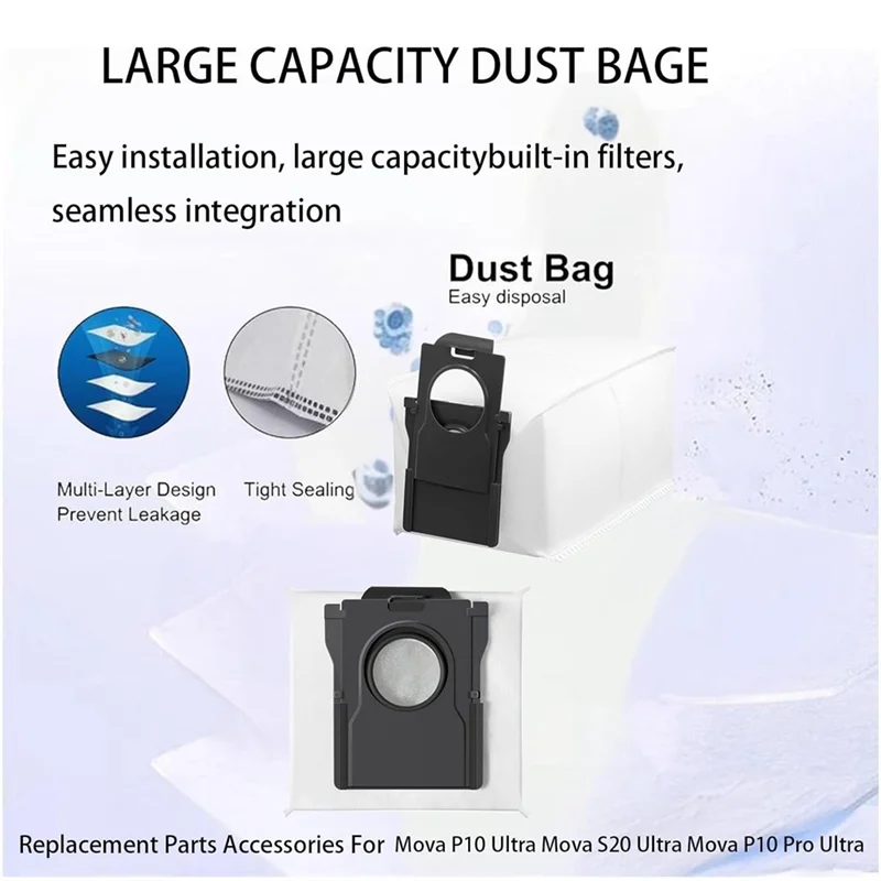 AT28-เปลี่ยนถุงเก็บฝุ่นสําหรับMova P10 Pro Ultra / P10 Ultra / S20 Ultra Self-Empty Stationเครื่องดูดฝุ่นอุปกรณ์เสริม