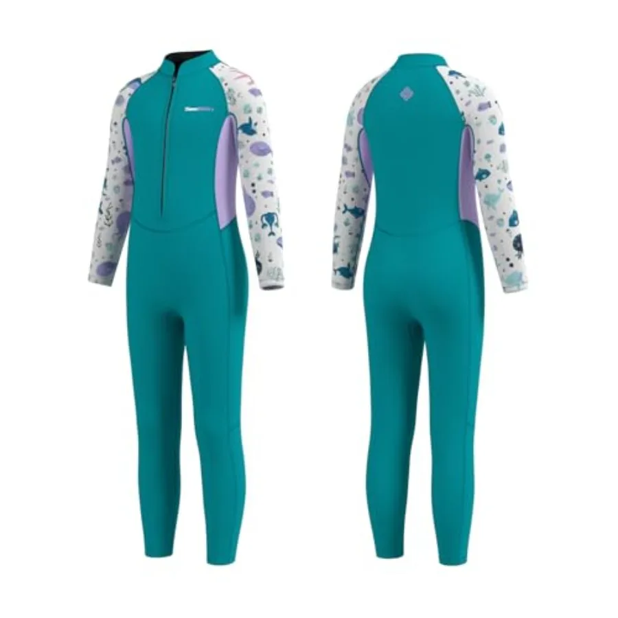 

wetsuit for boys girls toddler: 2mm neoprene black front zip full-body thermal diving suit for swimming and water sports