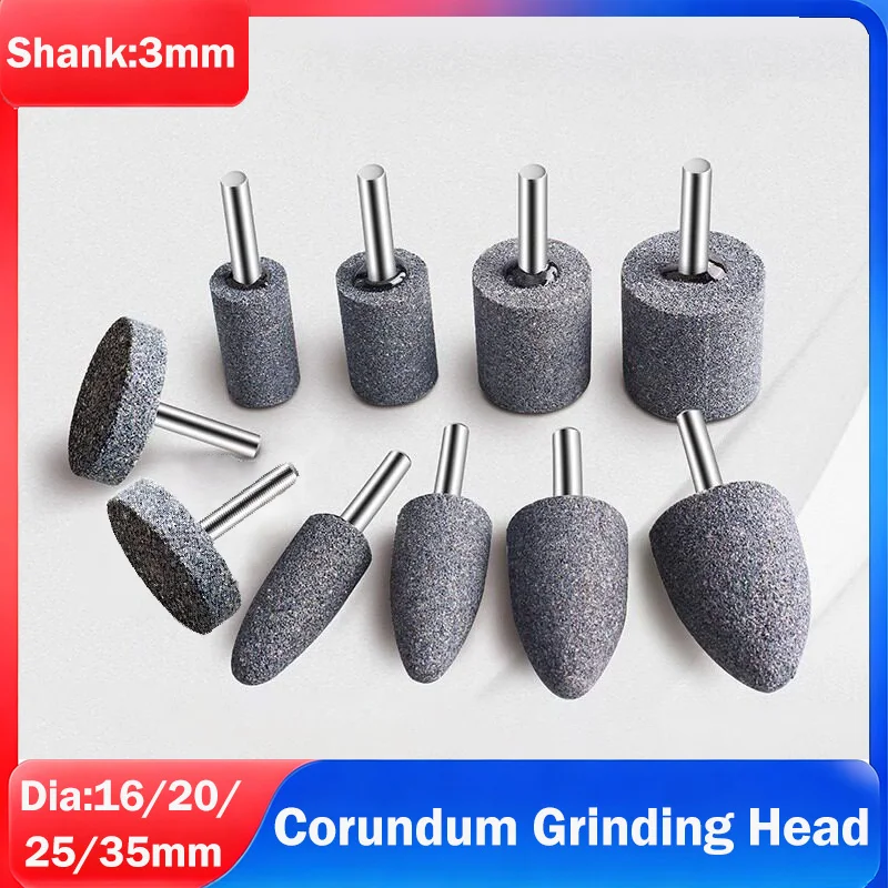1/4” (6mm) Shank  Metal Grinding Stone Polishing Sanding Rust Removal Deburring Grinding Corundum Grinding Head For Rotary Tool
