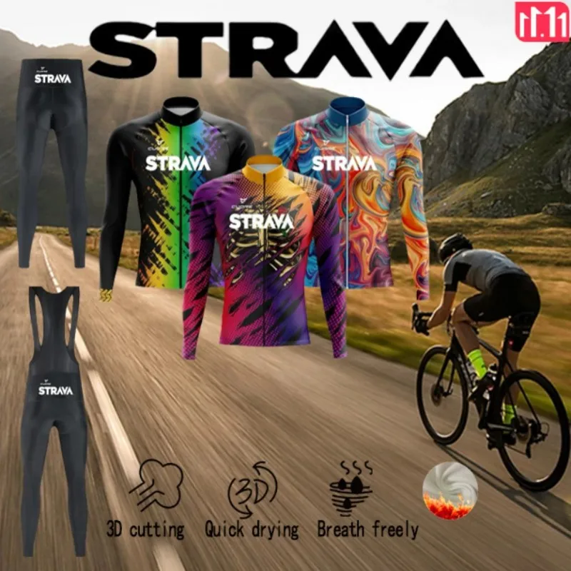 

STRAVA Bike Men's Winter Long Sleeve Warm Cycling Jacket Long Sleeve Mountain Road Cycling Sports Christmas Thanksgiving Gifts