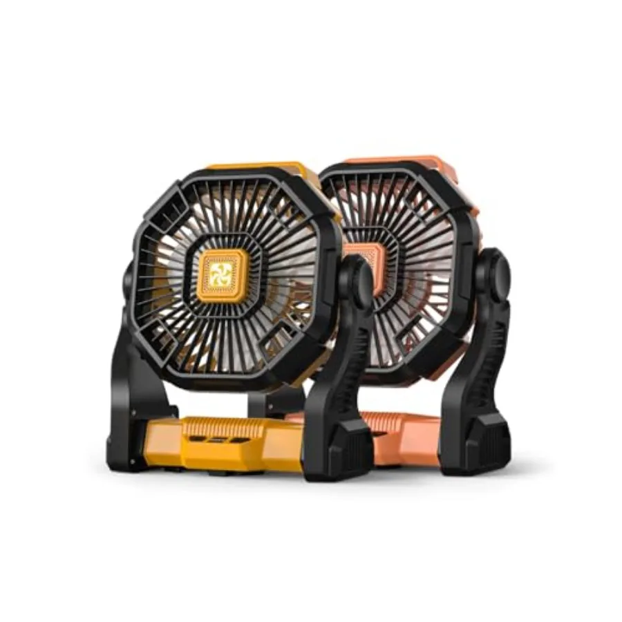 Battery Powered Fan -Camping Fan with Led Lantern Portable Rechargeable Fans Battery Operated for Tent Hook 4 Speed Quiet Perso