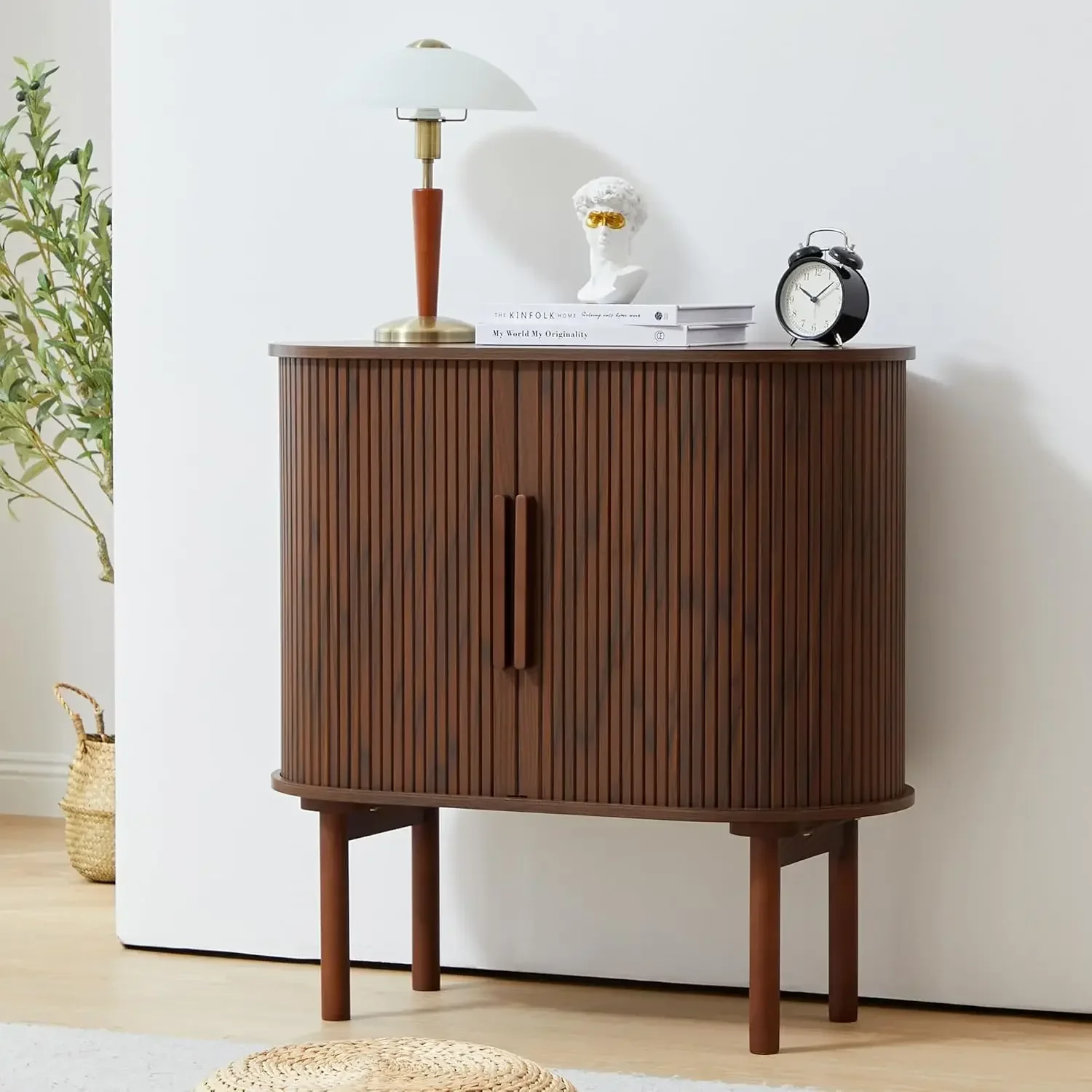 

for Modern Bar Cabinet Console Table Sideboard Buffer Credenza Storage Cabinet with Fluted Slide Doors