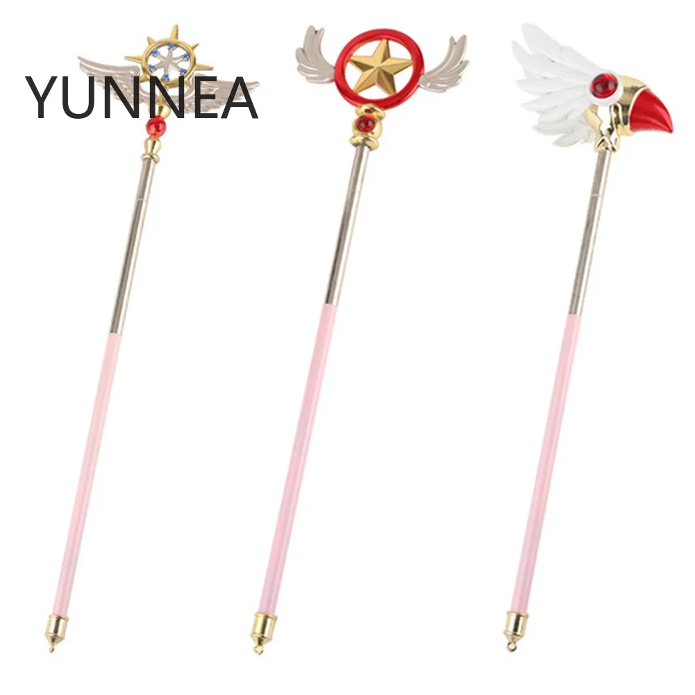 Anime Cardcaptor varita juguetes Sakura Clow Bird Head Clear Card Captor Birdhead Star Wings Magic Wand Cosplay Model Doll 42/47/53cm