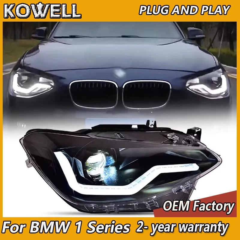 

Автомобильный стайлинг для BMW F20: Фара 2012-2015 BMW 1 серии, дневные ходовые огни, указатели поворота, ближний и дальний свет, линзованный проектор