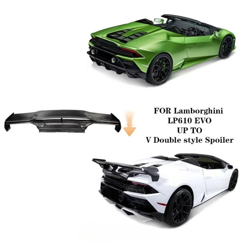 Carbon Fiber Single Deck Spoiler for LP610 EVO Upgrade to V Double Style Rear Wing