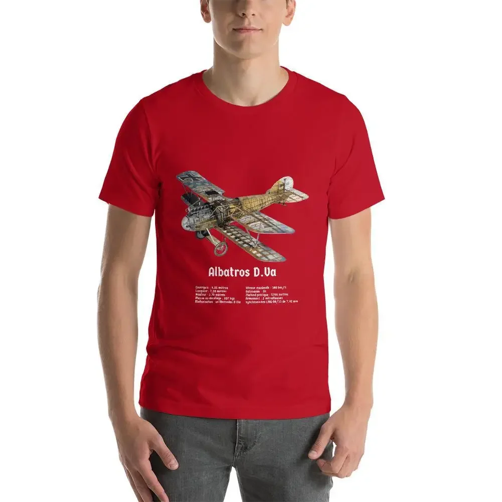 WWI German Ace Albatros.D.Va Biplane Fighter T-Shirt 100% Cotton O-Neck Summer Short Sleeve Casual Mens T-shirt Size S-3XL