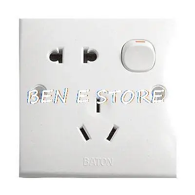

White Plastic 3 Pin AU Outlet 2 Pin US EU Socket Switch Wall Plate