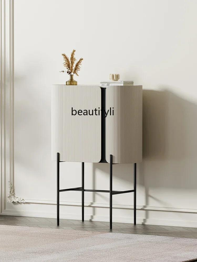 

07Light Luxury and Simplicity Modern Gray White Paint Chest of Drawers Living Room Curio Cabinet Designer Storage Side Cabinet