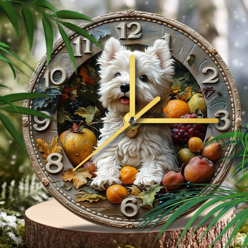 Terrier-West Hig Pet Clock Perfect Gift for Pet Lovers and Memorial Decoration, Ideal for Home Décor, Christmas Gift