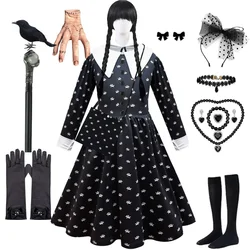 Girls Black Dress Kids Halloween Adams Cosplay Birthday Party Clothes