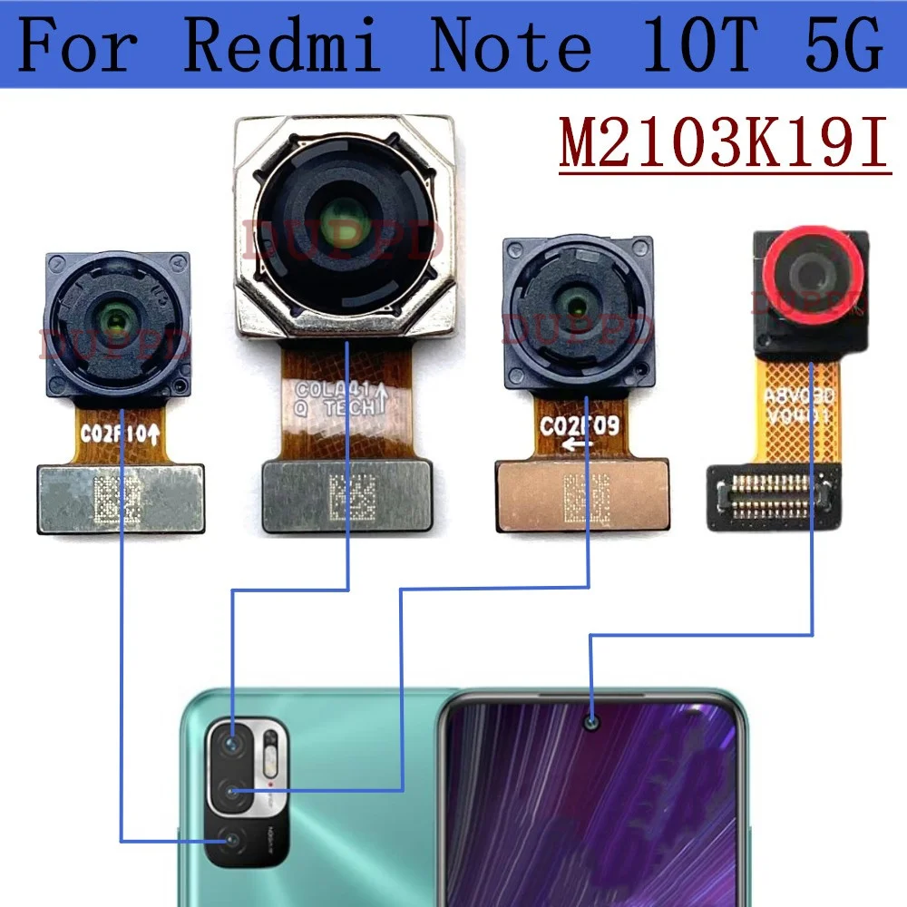 

Передняя задняя камера для Xiaomi Redmi Note 10T 5G M2103K19I Фронтальная камера для селфи Широкий основной модуль задней камеры Гибкий кабель Запчасти
