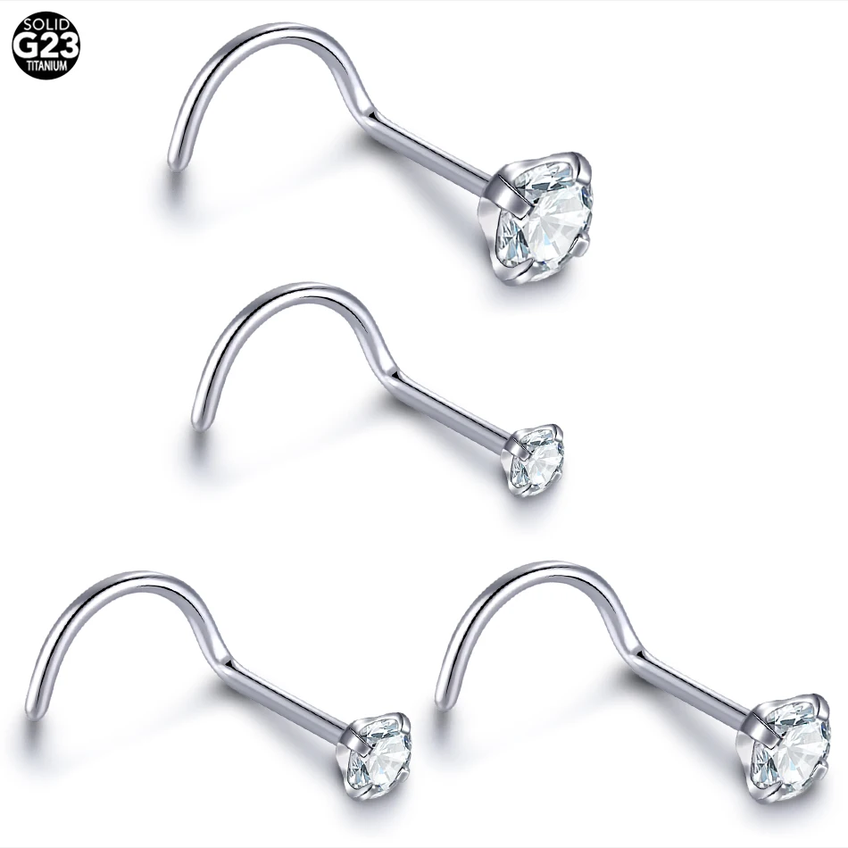 Titanium Zircon Gem Bone Nose Stud Piercing
