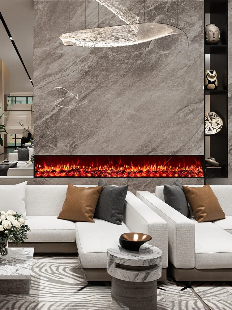 Chimenea electrónica con decoración de llama de leña simulada, calentador ultrafino en forma de esquina para uso doméstico