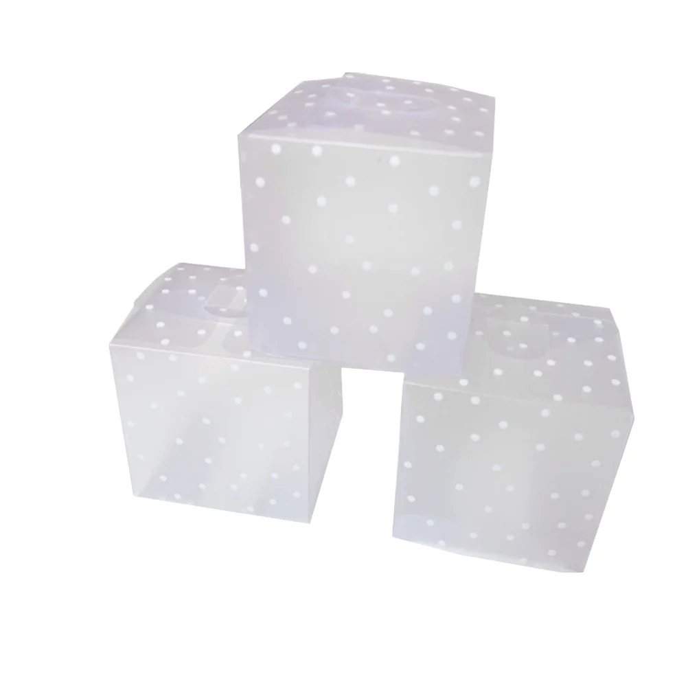 

50pcs Plastic Candy Box 6X6X6Cm Pvc Favor Boxes For Wedding Party Gift Treat Easy Assemble Chocolate Packaging