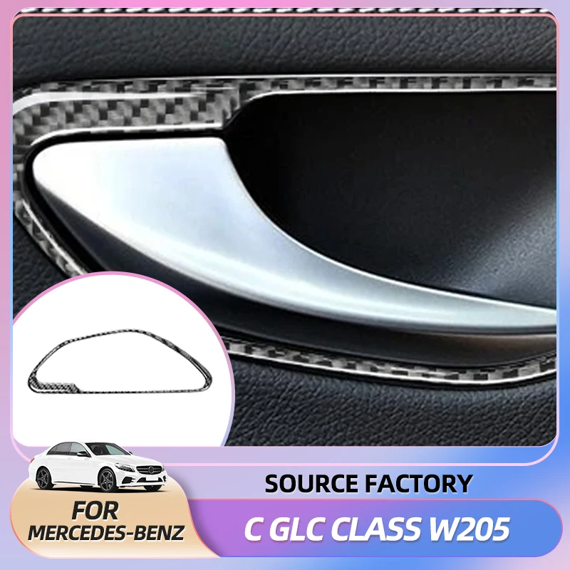 

Эмблемы для Mercedes Benz C GLC Class W205 X253, внутренняя дверная ручка из углеродного волокна, декоративная рамка, наклейка на отделку