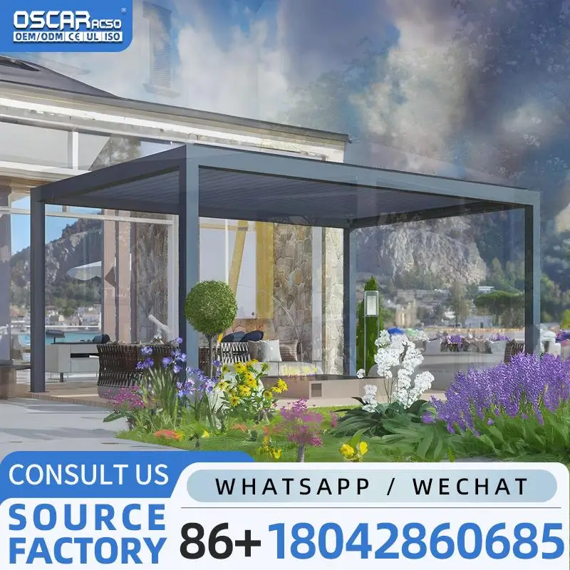 

Современный дизайн, биоклиматический водонепроницаемый чехол для жалюзи, уличная алюминиевая электрическая беседка для сада, патио, беседки на балконе