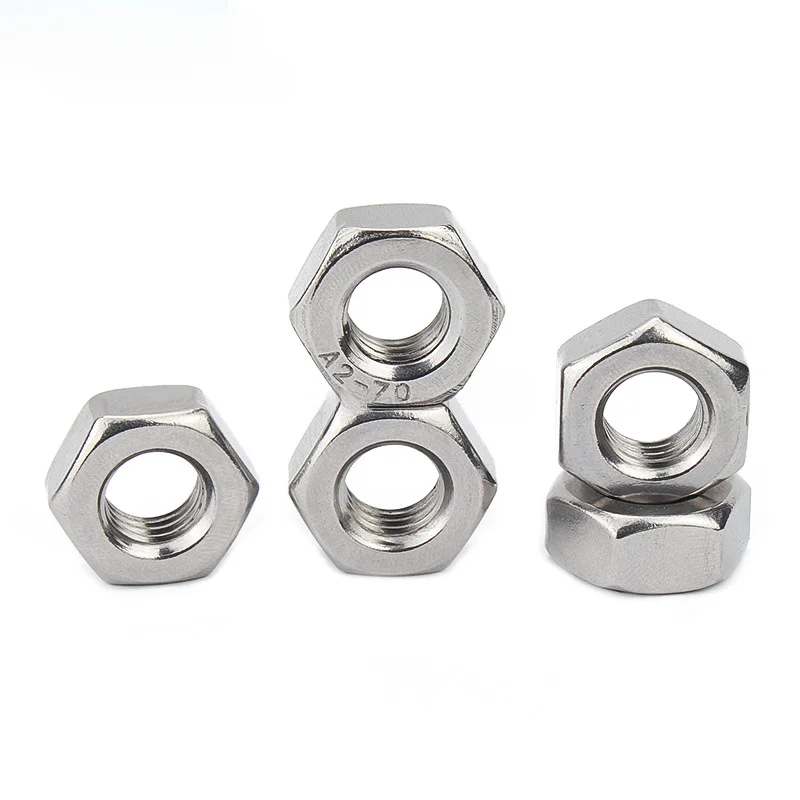 25/50/100pcs Hexagon High Quality 304 Stainless Steel Hex Nuts Metric DIN934 M1.4 M1.6 M2 M2.5 M3 M4 M5 M6 Nut For Screws Bolts