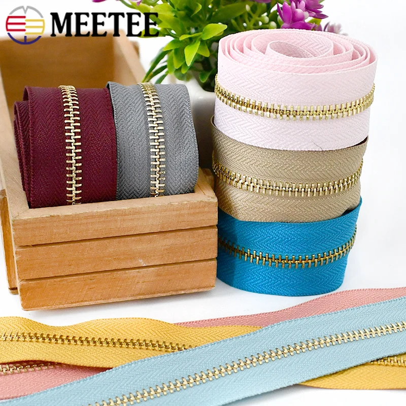 

1-5Yards Meetee 5# Bags Metal Zipper Roll for Shoes Clothing Replacement Zip Repair DIY Jackets Decorative Zippers Accessories